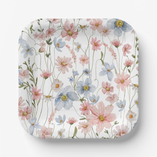 Wildblume Brautparty im Blumengarten Pappteller (Vorderseite)