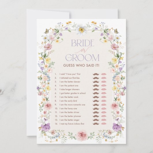 Wildblume-Brautparty-Karte Einladung (Vorderseite)