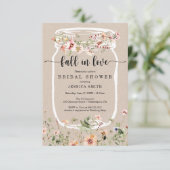 Wildblume Brautparty Mason Jar Pink Einladung (Stehend Vorderseite)