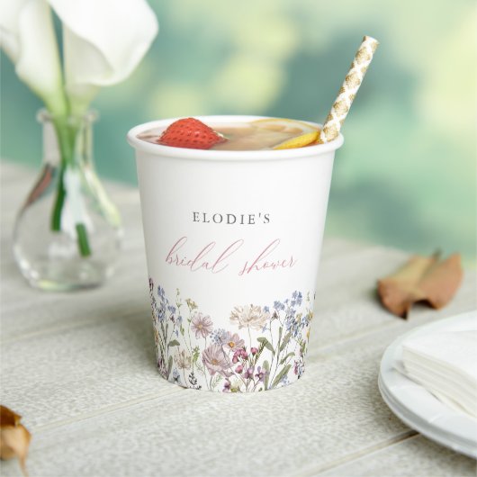 Wildblume Brautparty Paper Cup Floral Boho Pappbecher (In Situ)