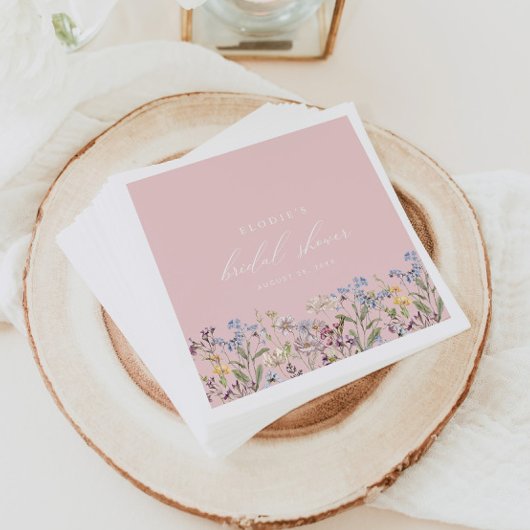 Wildblume Brautparty Paper Napkins Blumenrosa Serviette