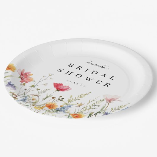 Wildblume Brautparty Papier Teller (Schrägansicht)