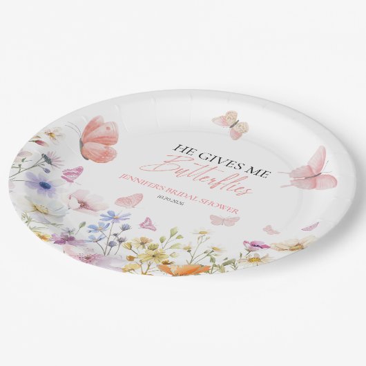 Wildblume-Brautparty Pappteller (Schrägansicht)