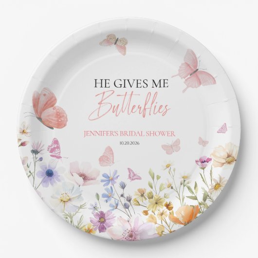 Wildblume-Brautparty Pappteller (Vorderseite)