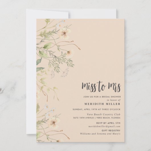 Wildblume Brautparty Party Einladung (Vorderseite)