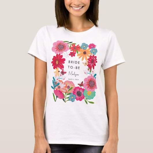 Wildblume Brautparty Party T-Shirt (Vorderseite)