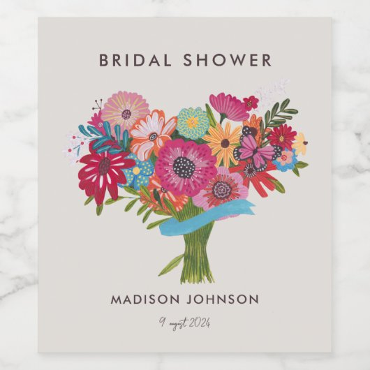 Wildblume Brautparty Party Weinetikett (Einzelnes Label)