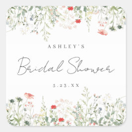 Wildblume Brautparty Quadratischer Aufkleber