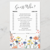 Wildblume Brautparty Raten Sie, wer spielt Flyer (Vorne)