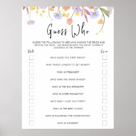 Wildblume Brautparty raten Wer Spiele Poster