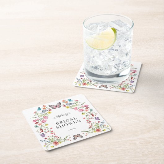 Wildblume-Brautparty Rechteckiger Pappuntersetzer (Vor Ort)