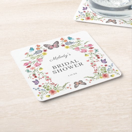 Wildblume-Brautparty Rechteckiger Pappuntersetzer (angewinkelt)