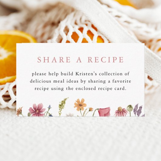 Wildblume Brautparty Rezept Begleitkarte