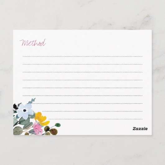 Wildblume Brautparty Rezept Karte (Rückseite)