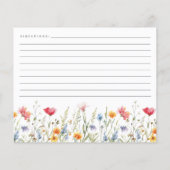 Wildblume Brautparty Rezept-Karte (Rückseite)