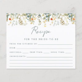 Wildblume Brautparty Rezept-Karte