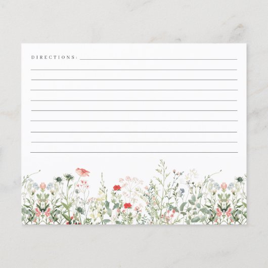 Wildblume-Brautparty-Rezept-Karte (Rückseite)