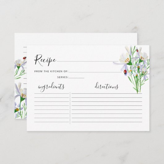 Wildblume Brautparty Rezept-Karte (Vorne/Hinten)