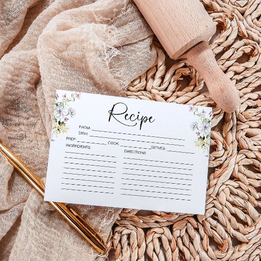 Wildblume Brautparty Rezept-Karte Einladung