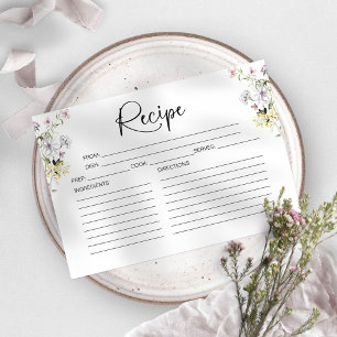 Wildblume Brautparty Rezept-Karte Einladung