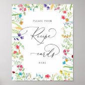 Wildblume Brautparty Rezeptkarte hier Verlassen Poster (Vorne)