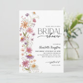 Wildblume Brautparty Rosa Blütenfarbe Einladung (Stehend Vorderseite)