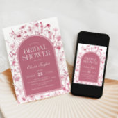 Wildblume Brautparty Rosa Blütenfarben Einladung