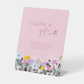 Wildblume Brautparty Rosa Karten und Geschenke Sockelschild (Vorderseite)