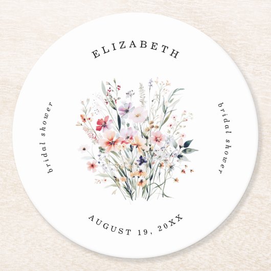 Wildblume | BRAUTPARTY Runder Pappuntersetzer (Vorderseite)