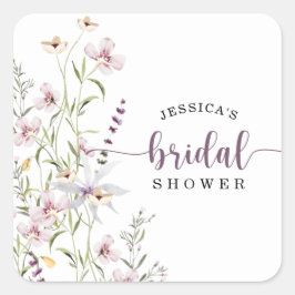 Wildblume Brautparty Rustikale Flora Quadratischer Aufkleber