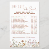 Wildblume Brautparty sagte er sagte, sie sagte Gam (Vorderseite)