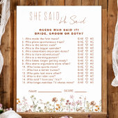 Wildblume Brautparty sagte er sagte, sie sagte Gam Poster