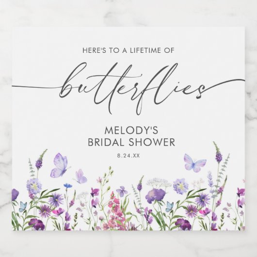 Wildblume-Brautparty Schaumweinetikett (Einzelnes Label)