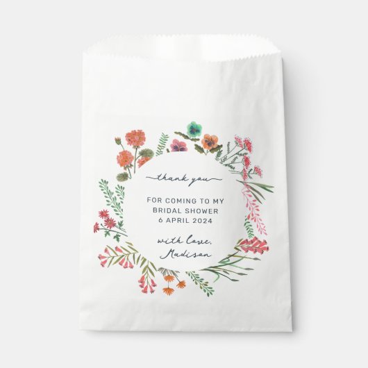 Wildblume Brautparty Vielen Dank Geschenktütchen (Vorderseite)