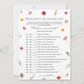 Wildblume Brautparty Was hat er gesagt Spielkarte Einladung (Vorderseite)