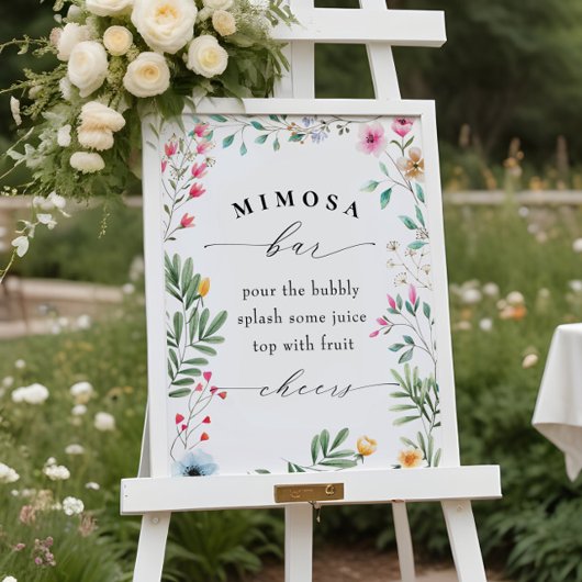 Wildblume Brautparty Wedding Mimosa Bar Sign Poster