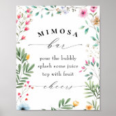 Wildblume Brautparty Wedding Mimosa Bar Sign Poster (Vorne)