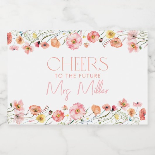 Wildblume Brautparty Wein Schaumweinetikett (Einzelnes Label)