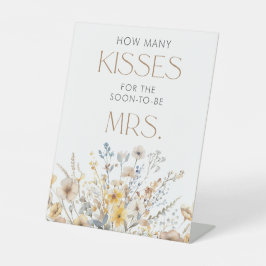 Wildblume Brautparty Wie viele Küsse Sockelschild