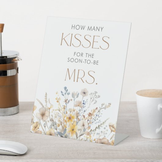 Wildblume Brautparty Wie viele Küsse Sockelschild (In SItu)