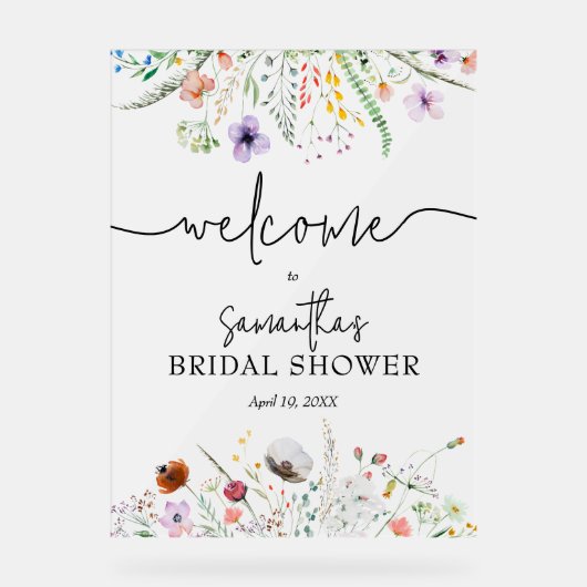 Wildblume Brautparty Willkommen Acrylschild (Vorderseite)