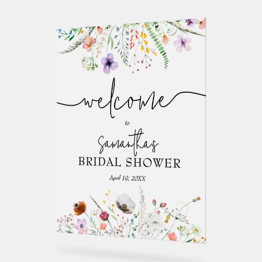 Wildblume Brautparty Willkommen Acrylschild (Winkel)