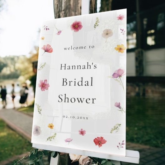 Wildblume Brautparty Willkommen Acrylschild