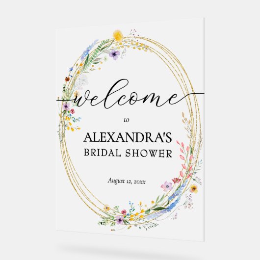 Wildblume Brautparty Willkommen Acrylschild (Winkel)