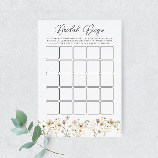 Wildblume Bridal Bingo Game Card Einladung