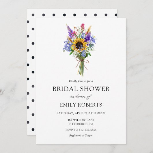 Wildblume Bridal Dusche Einladung (Vorne/Hinten)