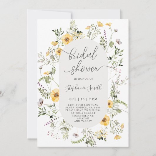 Wildblume Bridal Dusche Einladung Vorlage (Vorderseite)