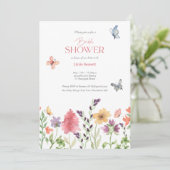 Wildblume Bridal Dusche Wasserfarbe Einladung (Stehend Vorderseite)