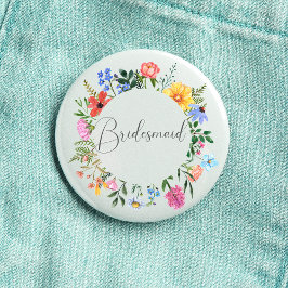Wildblume Bridesmaid Script Wedding Button
