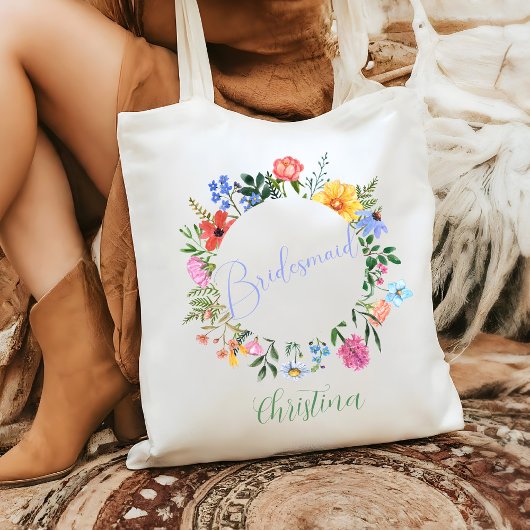 Wildblume Bridesmaid Script Wedding Tragetasche